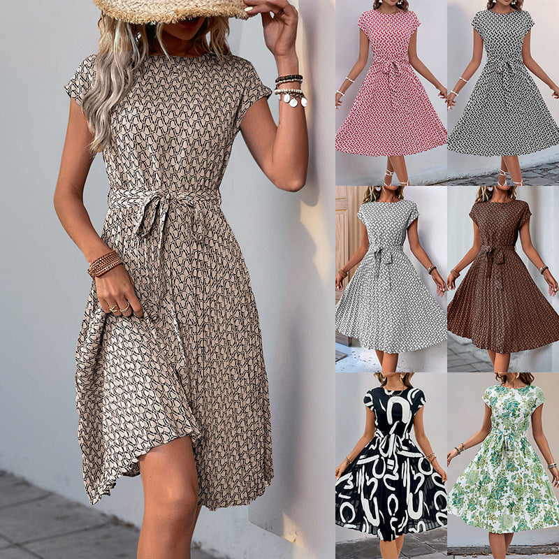 Women's midi dress with asymmetrical cut and fashionable tie belt, size