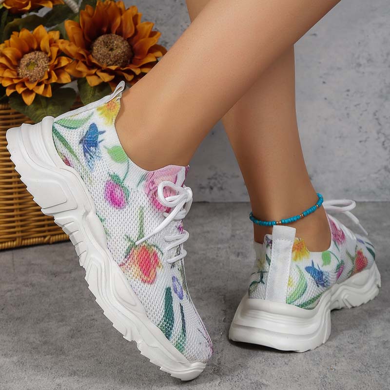 GR | Wide Floral Pattern Sneakers for Women