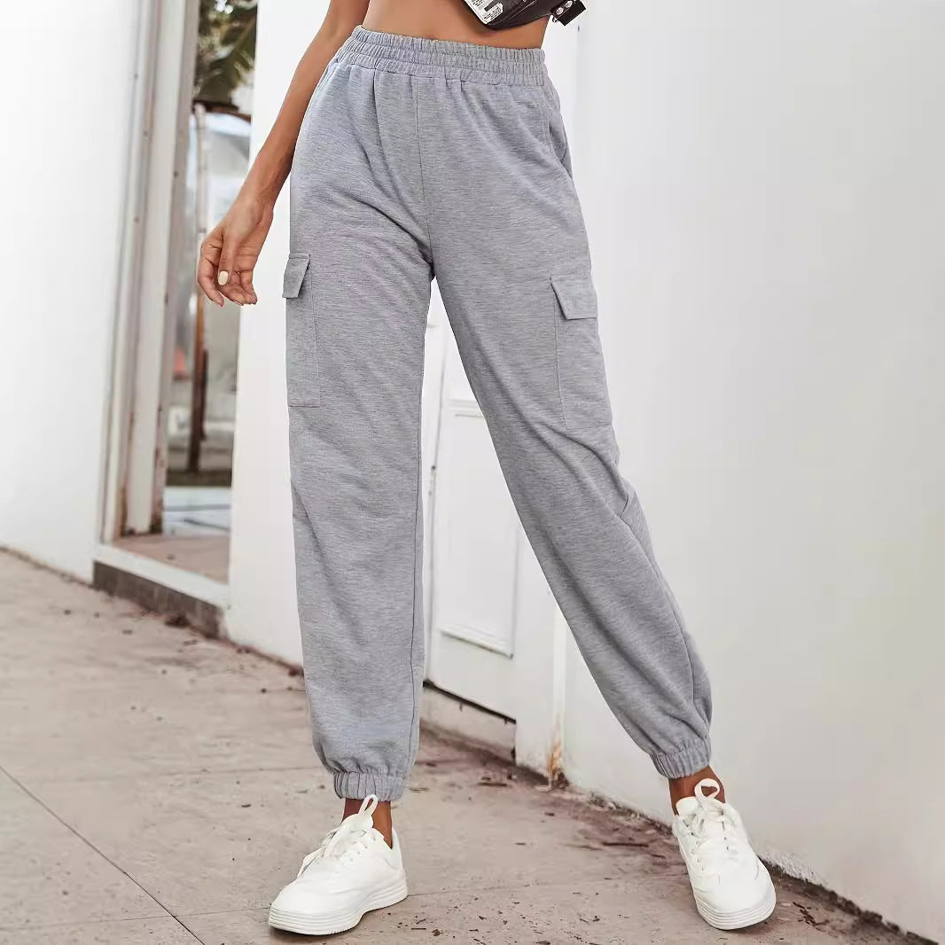 Damen Cargo-Hose mit elastischem Bund und praktischen Seitentaschen GR