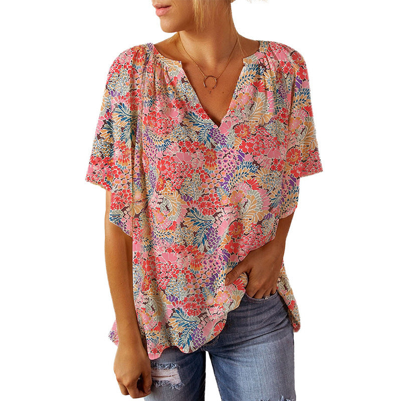 Damen Bluse mit floralem Design und lockerem Schnitt GR