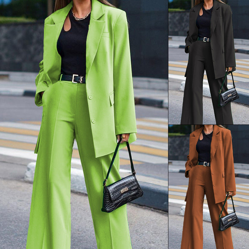 Women's Oversized Blazer and Wide-Leg Trousers Combination, Size