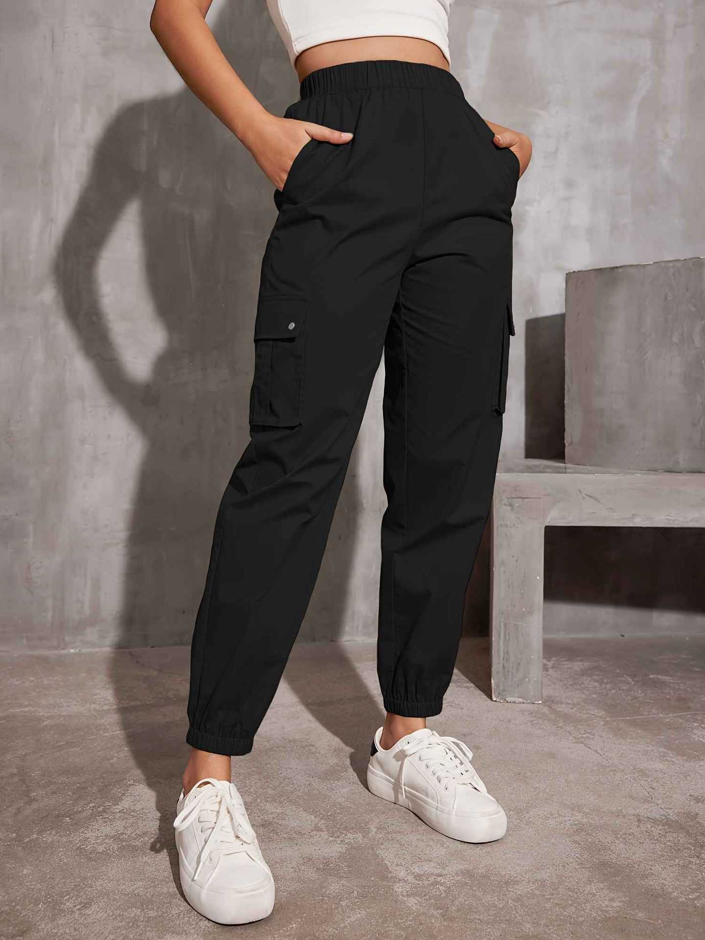 Damen Cargo-Hose mit elastischem Bund und praktischen Seitentaschen GR
