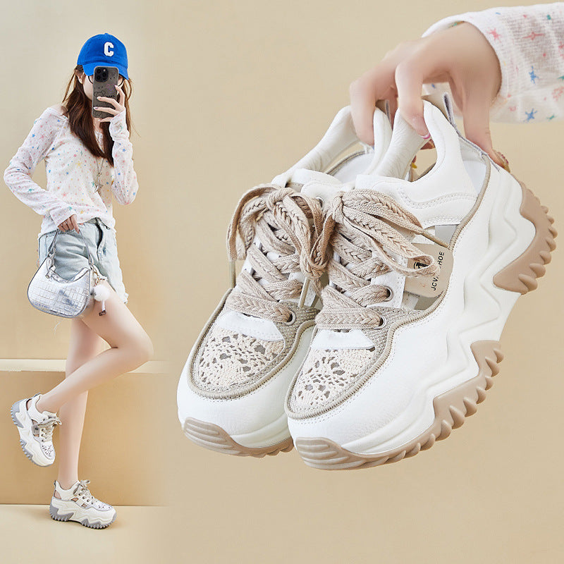 GR - Women's breathable vulcanized platform sneakers with thick sole 