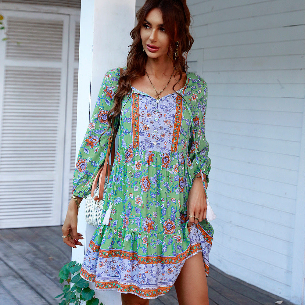 GR | Positionierungsblumenkurzes Rockkleid