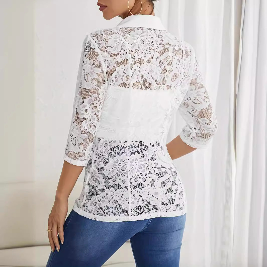 GR | Lace trim small blazer top