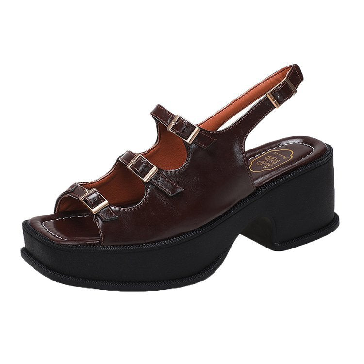 Women's platform sandals with adjustable straps and fashionable block heel, size GR