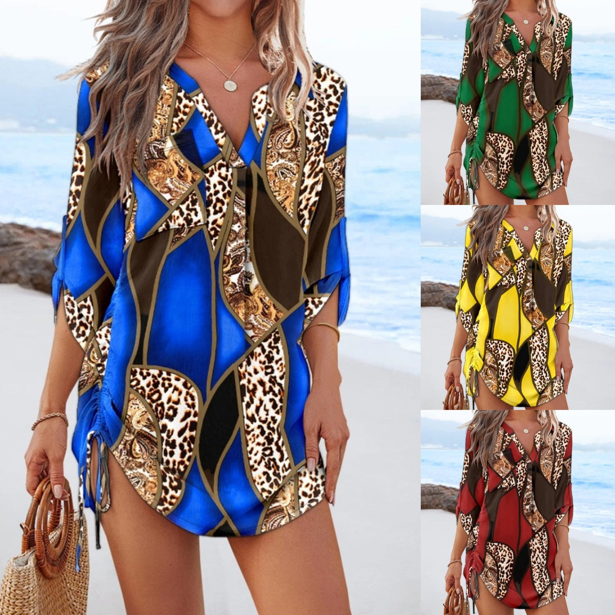 Damen Freizeitbluse mit modischem Muster und lockerer Passform GR