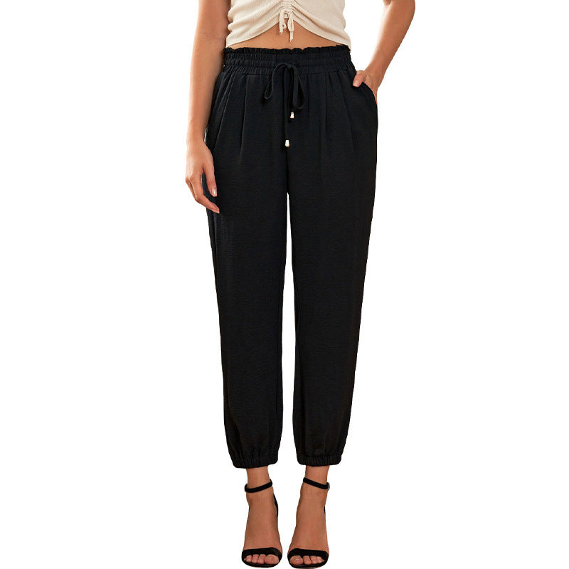 Damen lässige Freizeithose mit elastischem Bund und praktischen Taschen GR