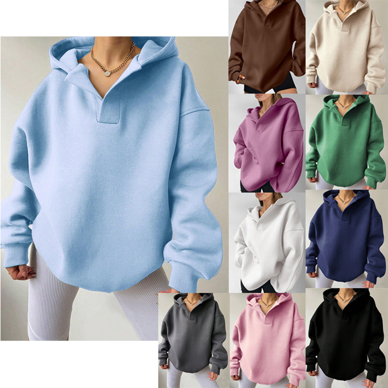 Damen Oversized Kapuzenpullover mit Kängurutasche GR