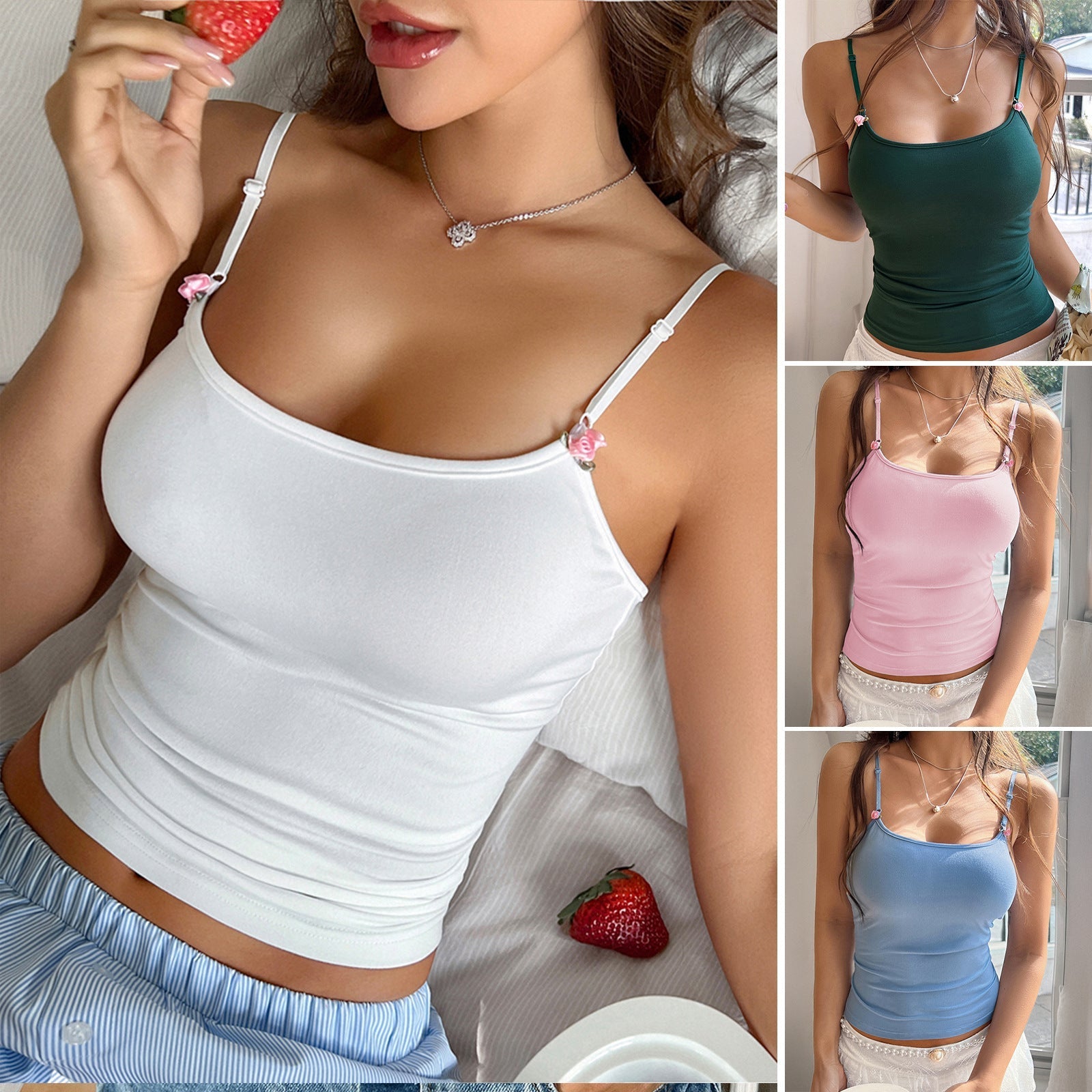 Women's trendy spaghetti top made of soft stretch material, size