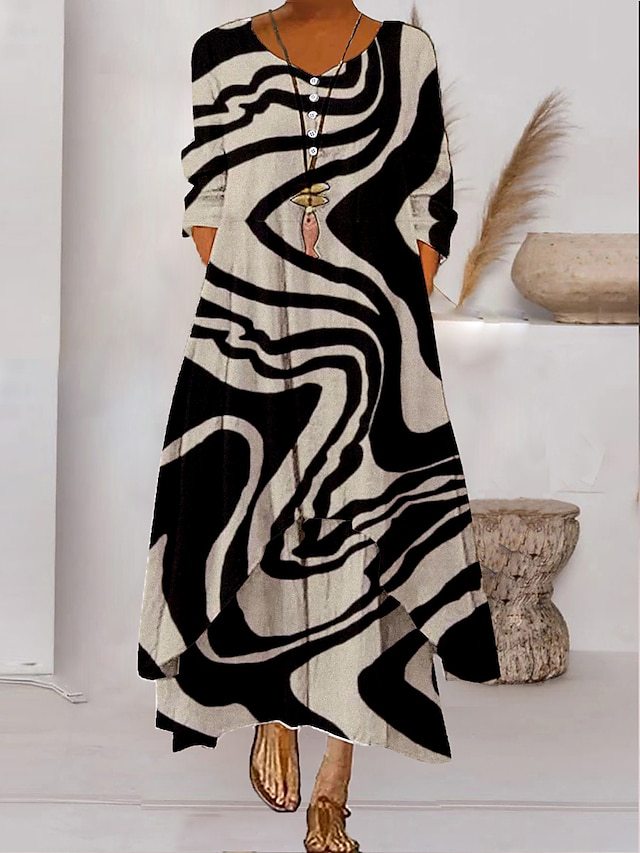 GR | Maxikleid mit Langen Ärmeln und Knopfverschluss