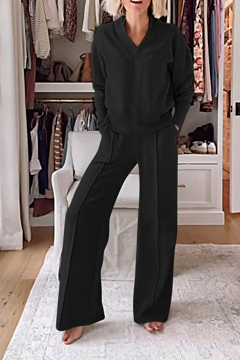 GR | Loose top and wide-leg trousers set 