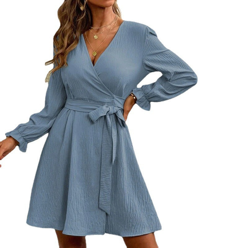 GR | Schickes V-Ausschnitt Wickelkleid mit Schleife