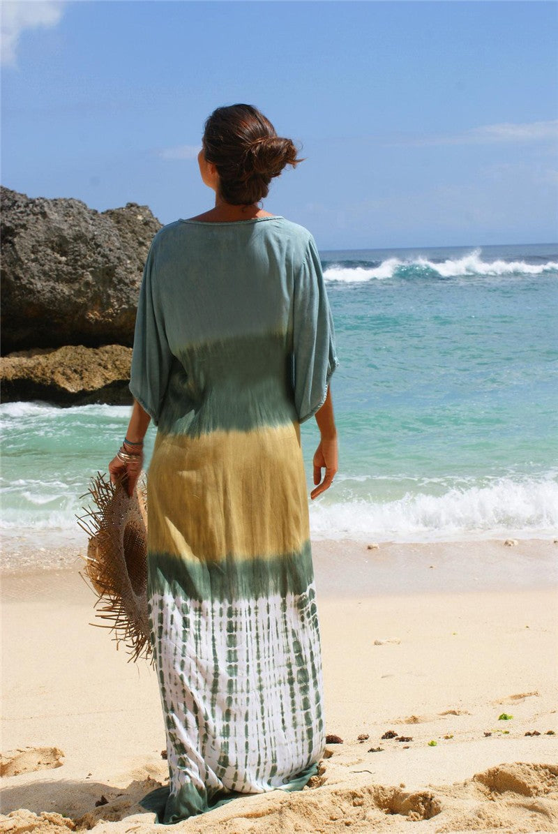 GR | Printed beach holiday bikini throw robe 