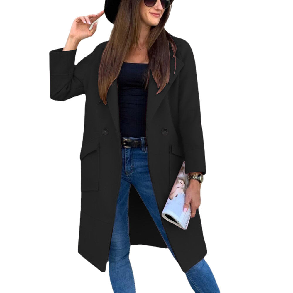 Damen eleganter Trenchcoat mit doppelter Knopfleiste und praktischen Taschen GR