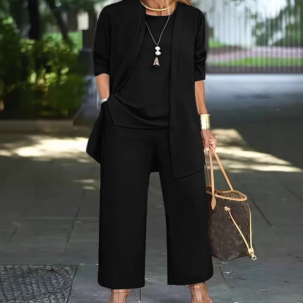GR | Long-sleeved cardigan vest three-piece set 