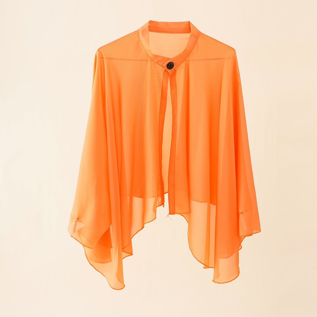 Women's airy chiffon kimono with wide flared sleeves, size S