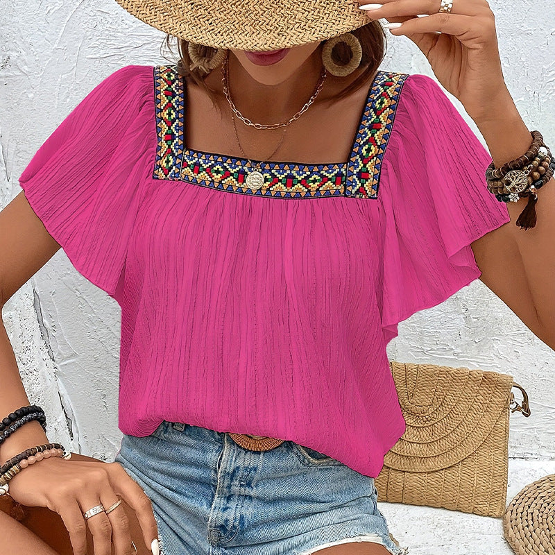 Damen luftige Sommerbluse mit Stickereien GR