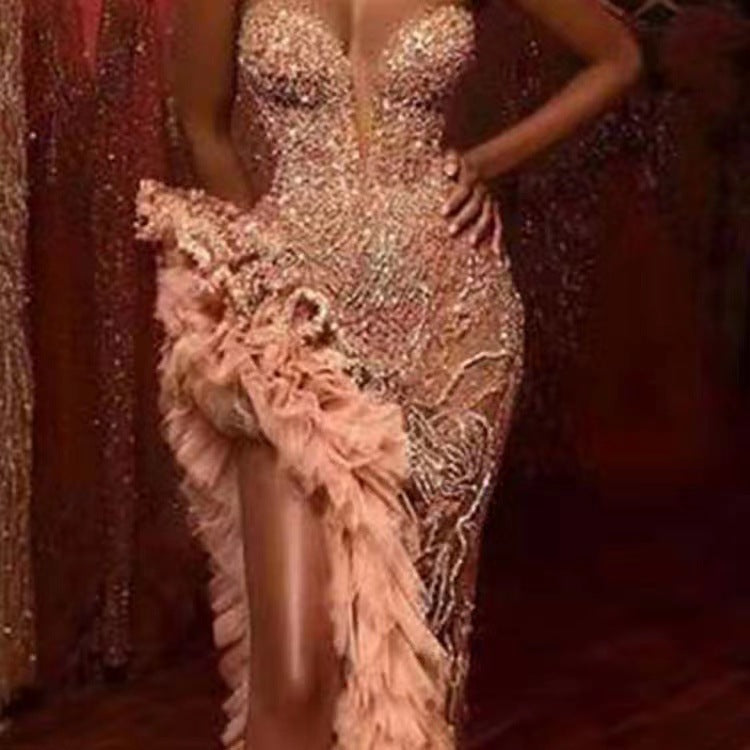 GR | Gold Silhouette Temperament Pendel Paillettenkleid