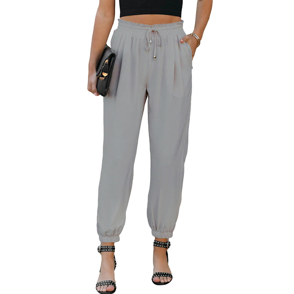 Damen lässige Freizeithose mit elastischem Bund und praktischen Taschen GR
