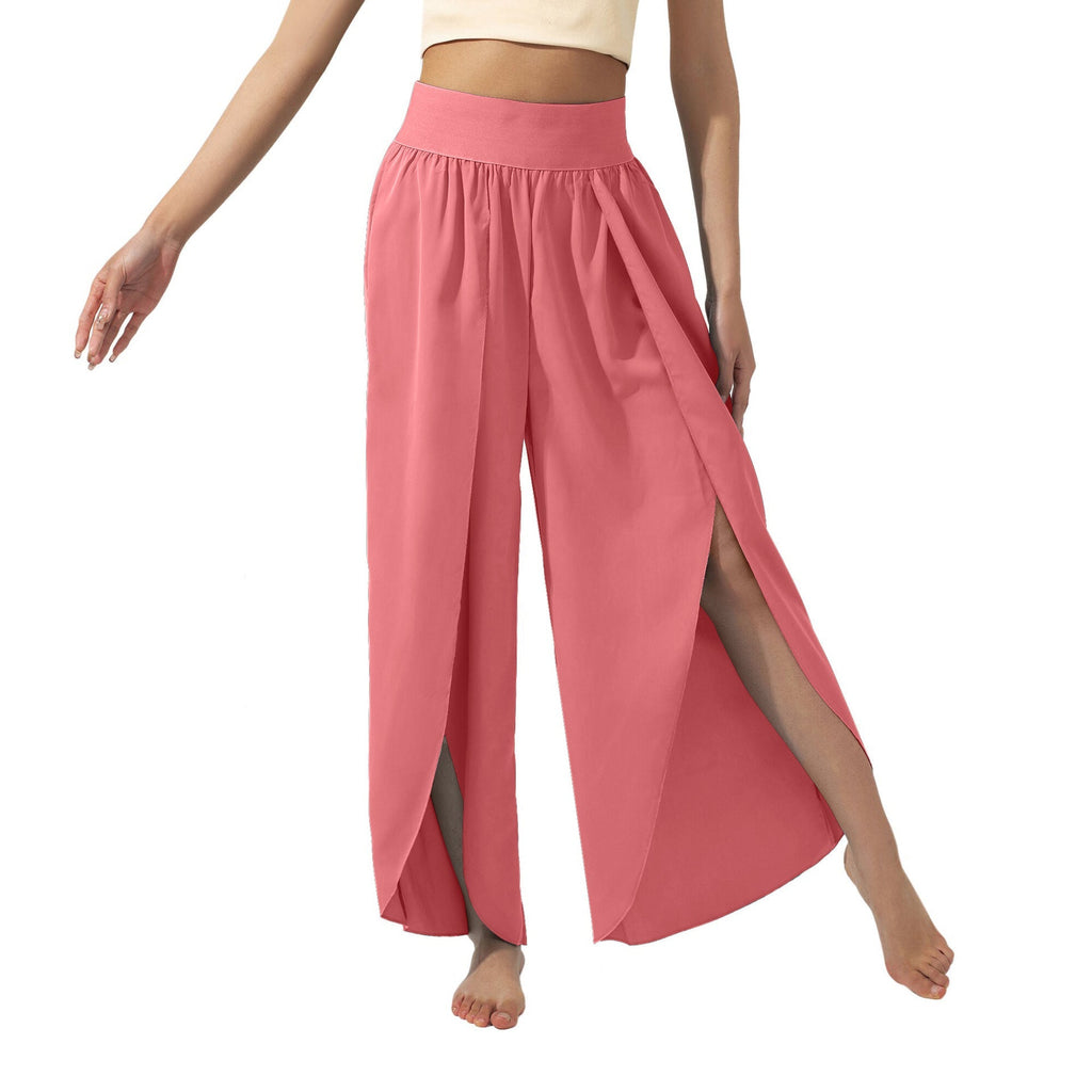 Women's airy culottes with side slits, size