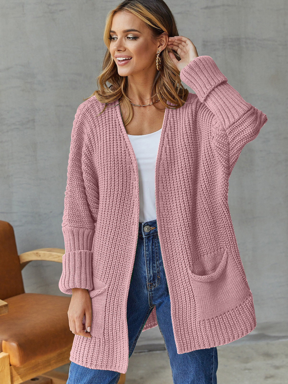 GR | Übergroßer Strickstrickjacke Für Komfortable Styles