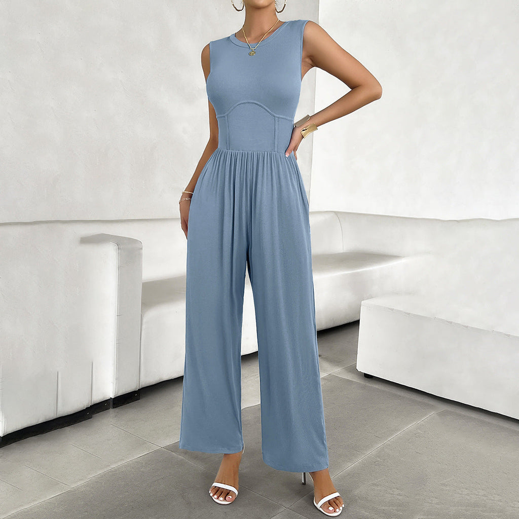 Women's elegant jumpsuit with a wide cut and figure-flattering design, size S
