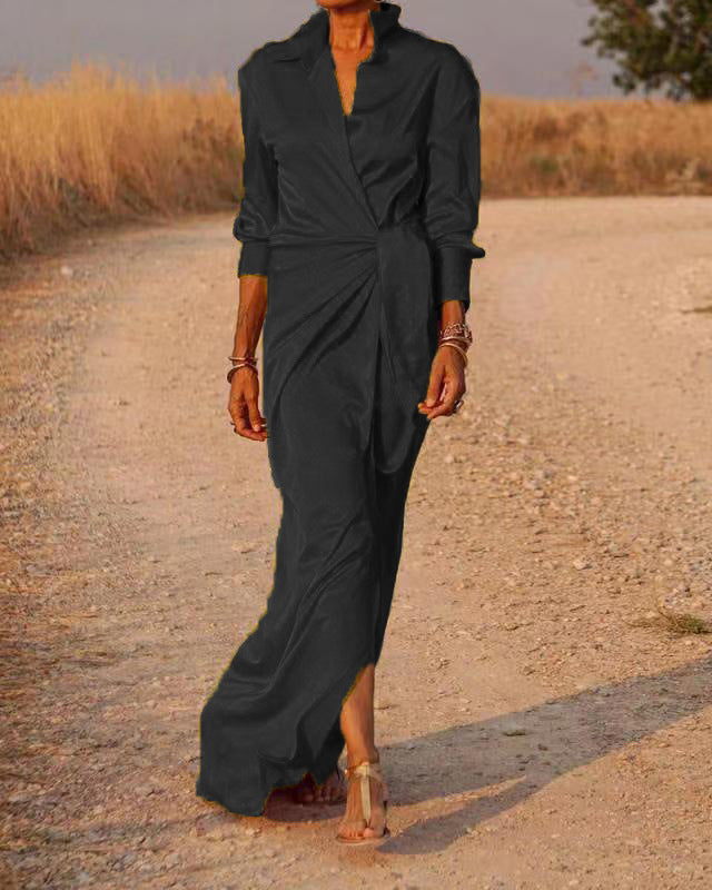 GR | Lace-up High Waist Split Floor Length Dress 