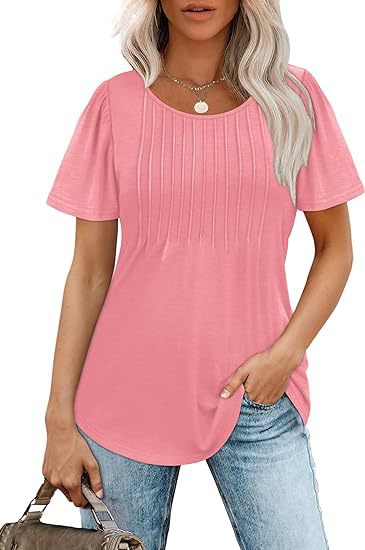 Damen Sommer T-Shirt mit Falten-Design GR