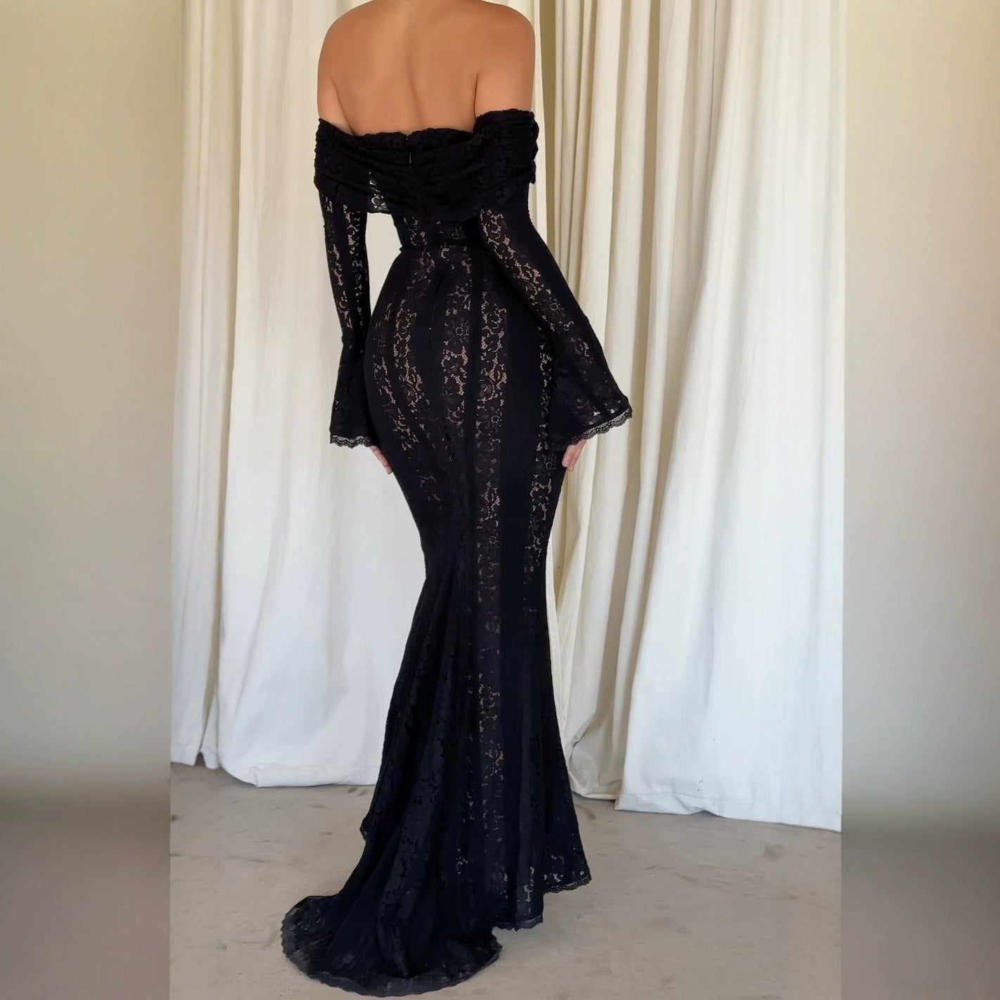 GR | Flared Sleeve Bodycon Waist Dress