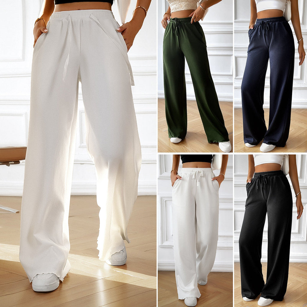 Damen weite Sommerhose mit elastischem Bund und seitlichen Eingrifftaschen GR