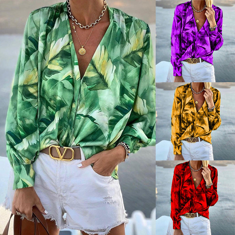 Damen Bluse mit floralem Muster und eleganter Schnittführung GR
