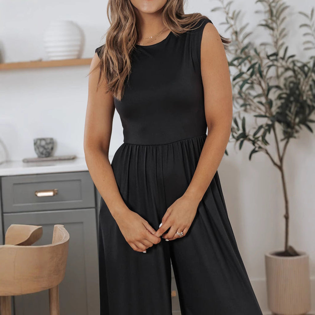 GR | Sleeveless wide-leg long pantsuit