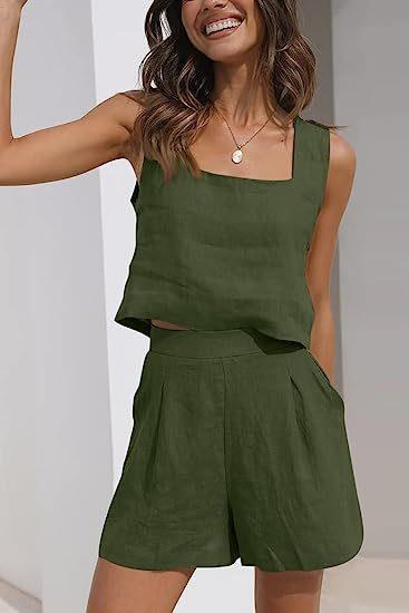 Damen Leichte Sommerbluse und Shorts Set GR