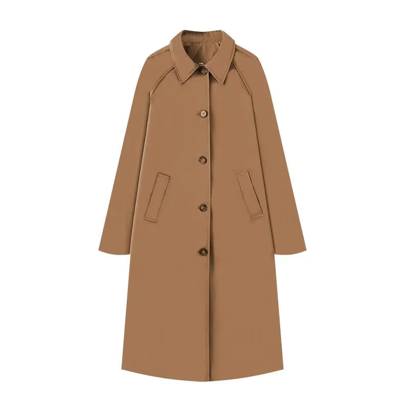 Women's elegant trench coat with a slim fit and practical pockets, size