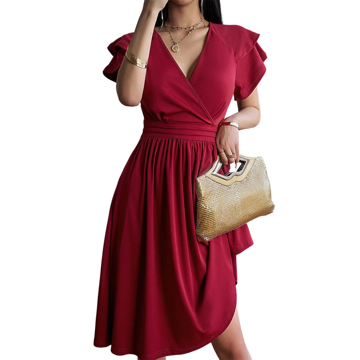 GR | Elegantes Midi-Kleid mit V-Ausschnitt