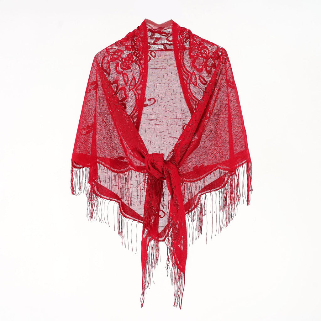 Women's Elegant Chiffon Scarf with Artful Fringes, Size