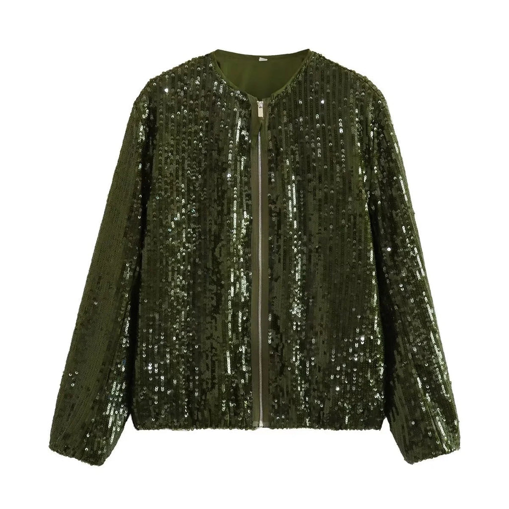 GR | Sparkling sequined jacket with zipper