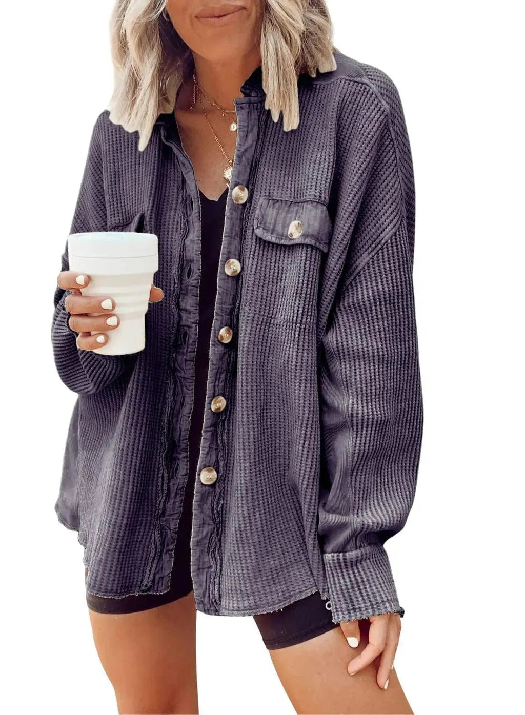 GR | Women's irregular shirt jacket