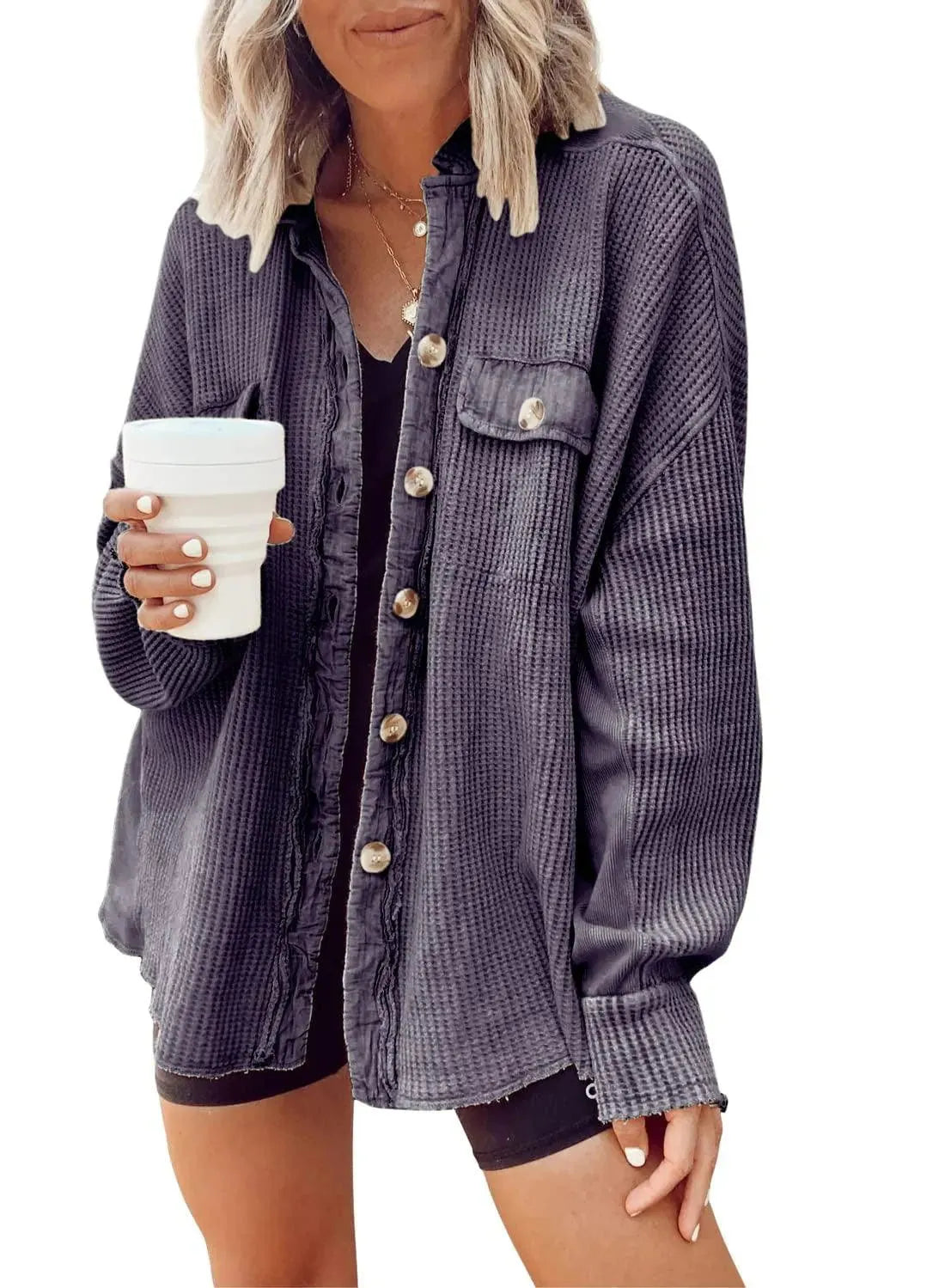 GR | Women's irregular shirt jacket