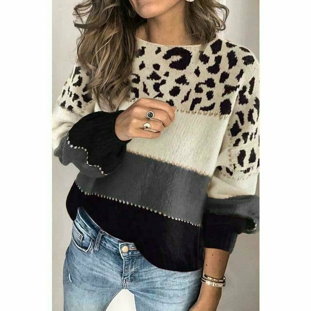 GR | Patchwork sweater with leopard print