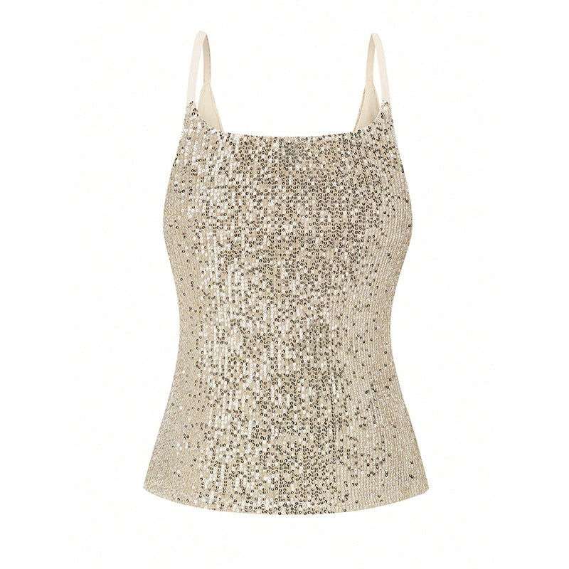 GR | Sequin sleeveless V-neck top