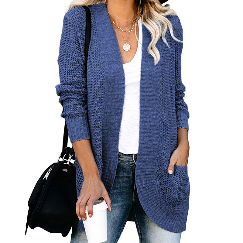 Damen Strickjacke mit offenem Schnitt und seitlichen Taschen GR