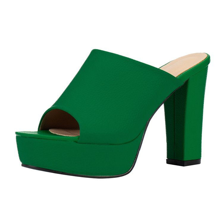 Women's platform mules with open toe and stylish block heel, size GR
