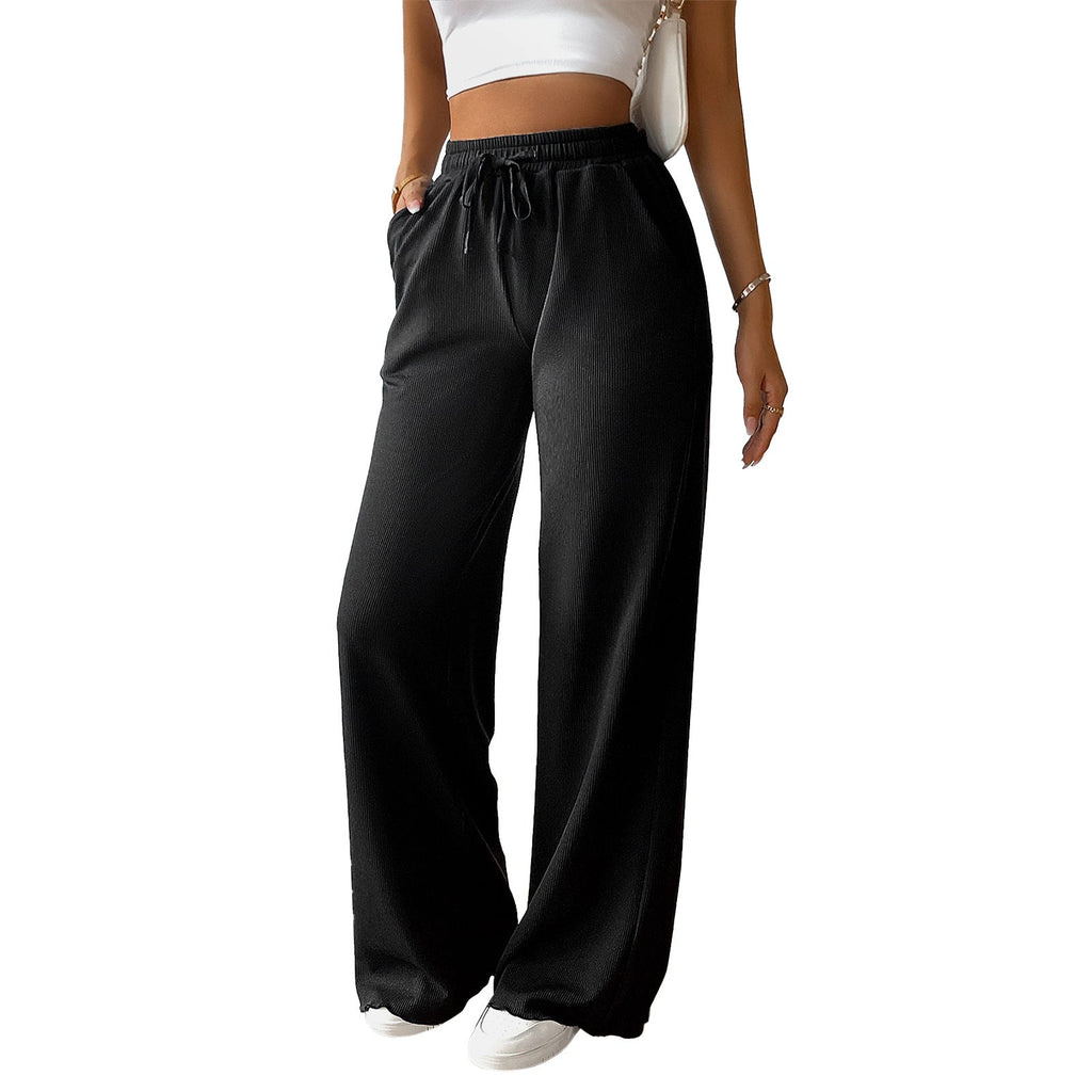 Damen weite Sommerhose mit elastischem Bund und seitlichen Eingrifftaschen GR