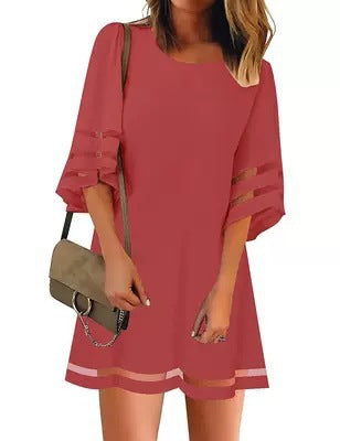 Damen Freizeitkleid mit modischen, luftigen Ärmelöffnungen GR
