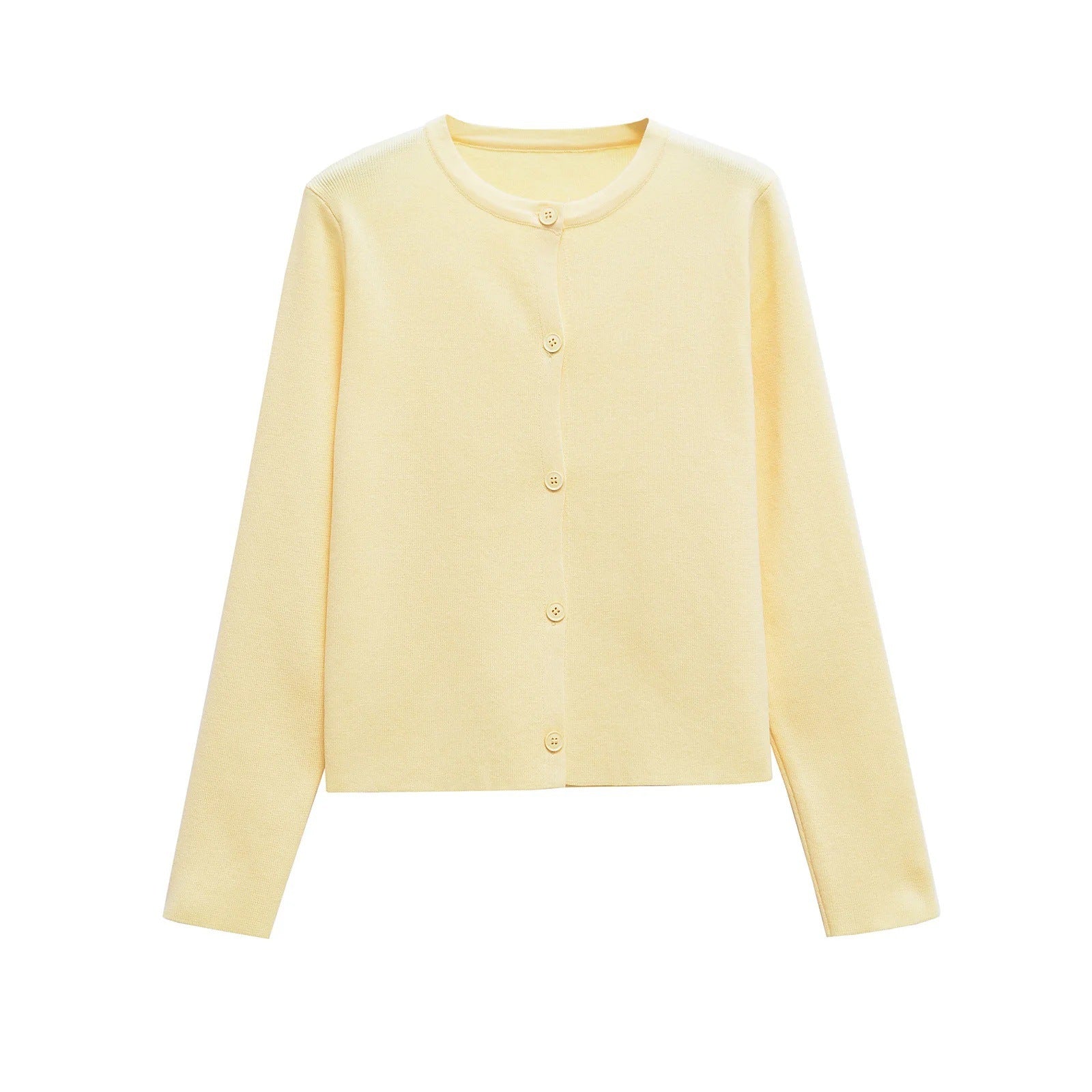 Damen Strickjacke mit knöpfbarem Design und elegantem Rundhalsausschnitt GR