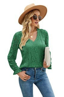GR | Hollow Lace Sexy Knitted Long Sleeve Top