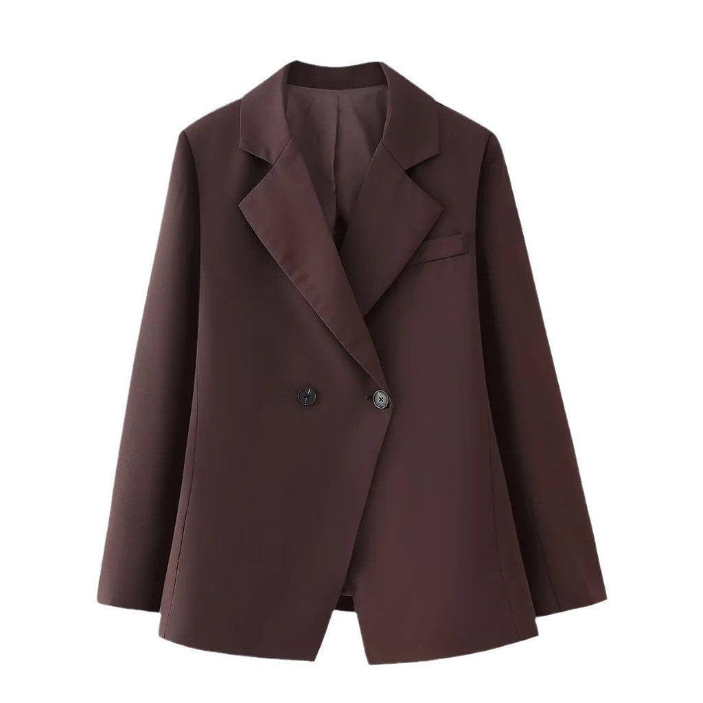 Women's elegant, double-breasted blazer with classic lapels, size