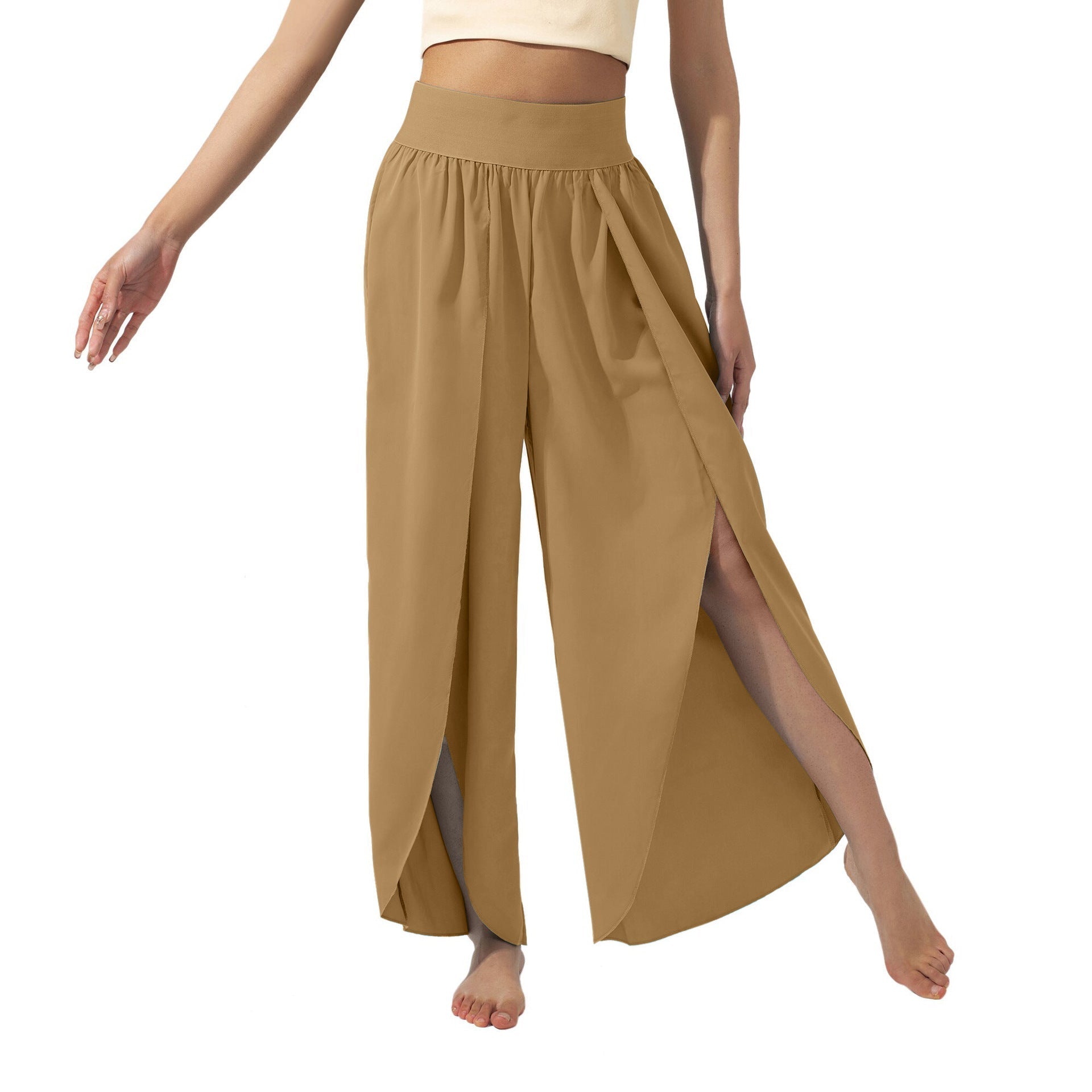 Women's airy culottes with side slits, size